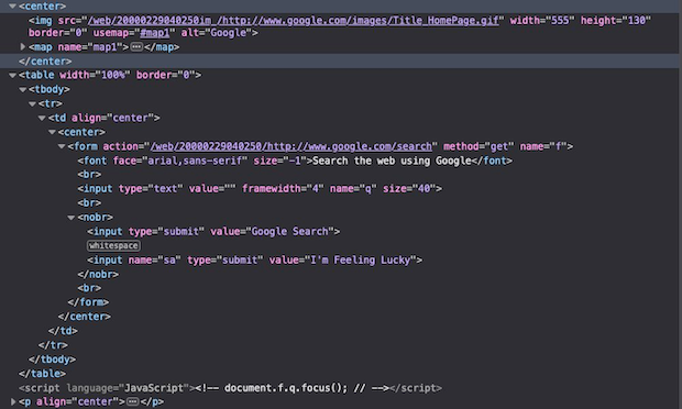 2000 年的 Google 源代码